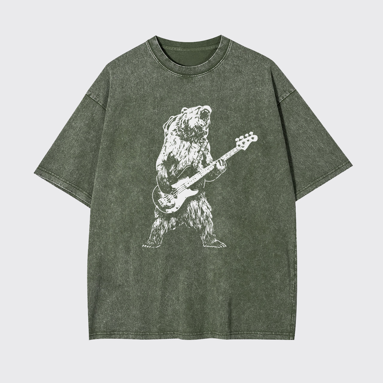 Bear Playing Bass Guitar Garment-dye Tees
