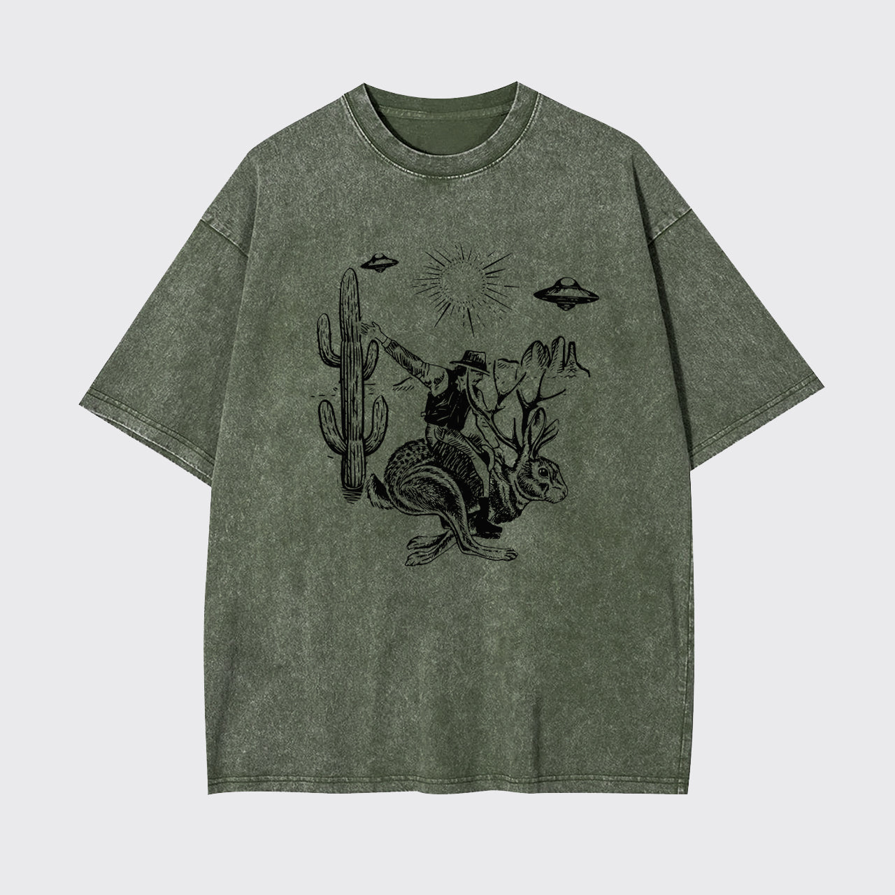Cowboy Riding Jackalope Garment-dye Tees