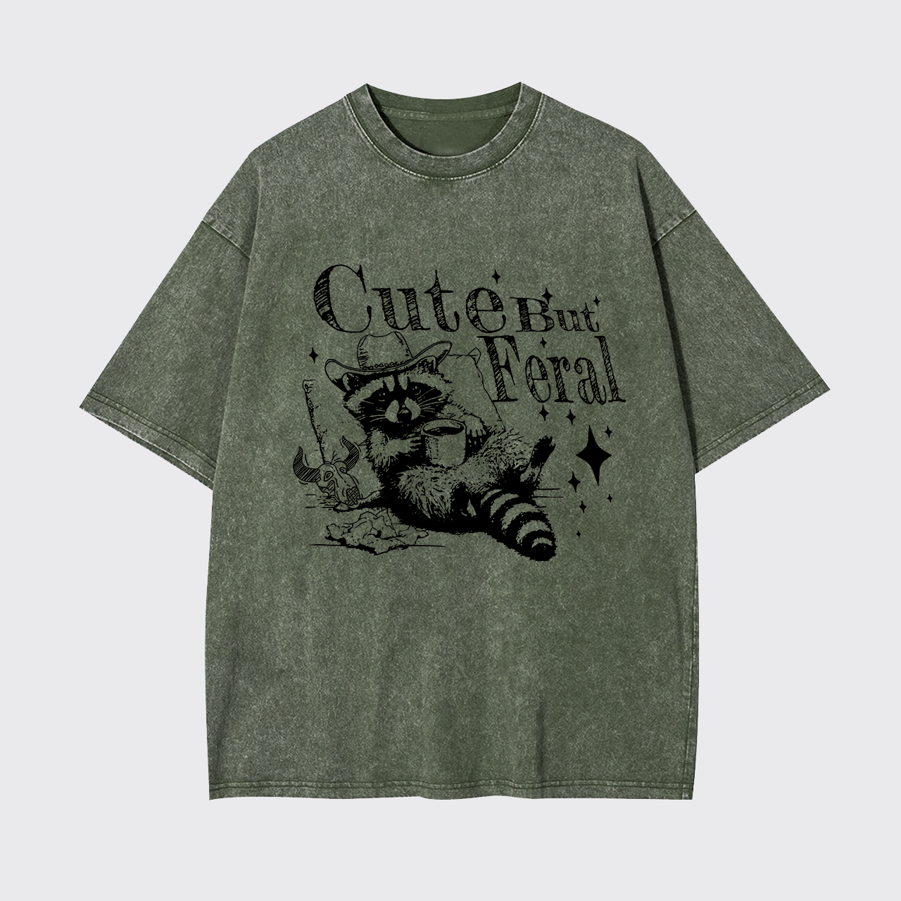 Cute But Feral Raccoon Garment-dye Tees