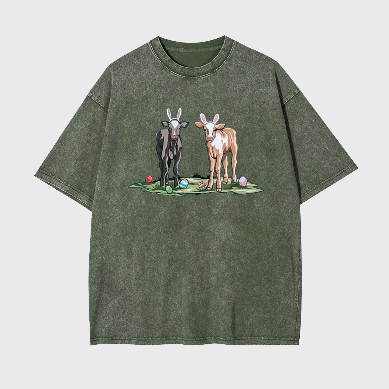 Easter Cute Cow Garment-dye Tees