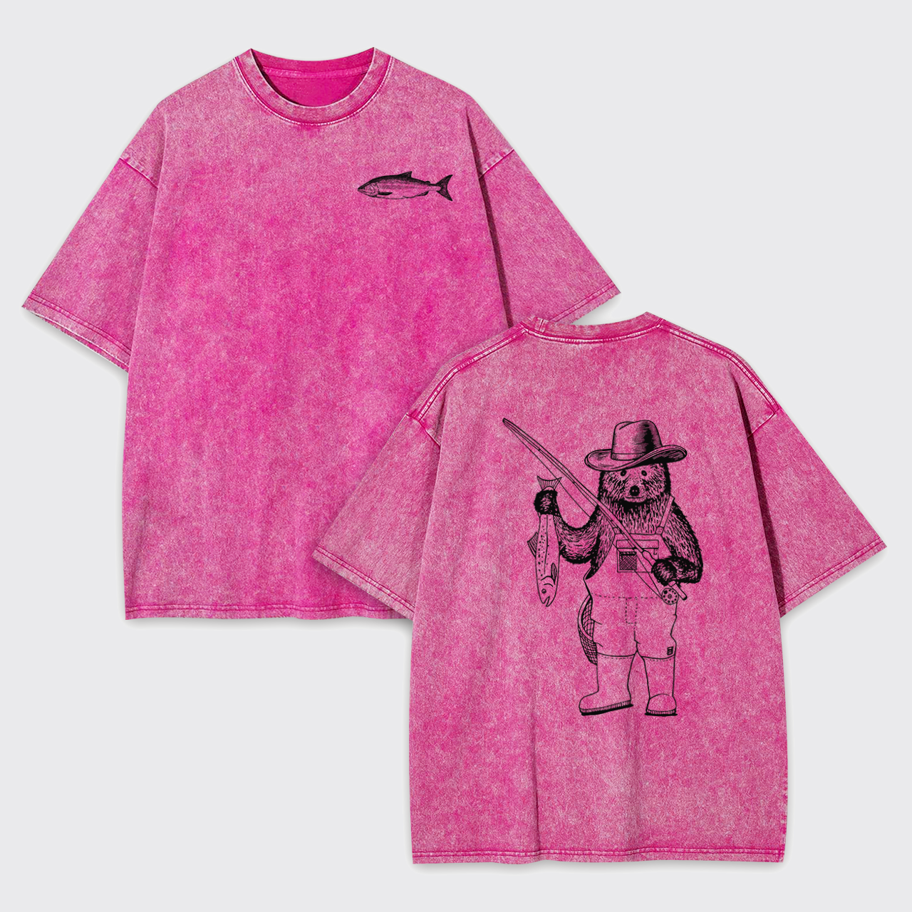 Fishing Bear Garment-dye Tees