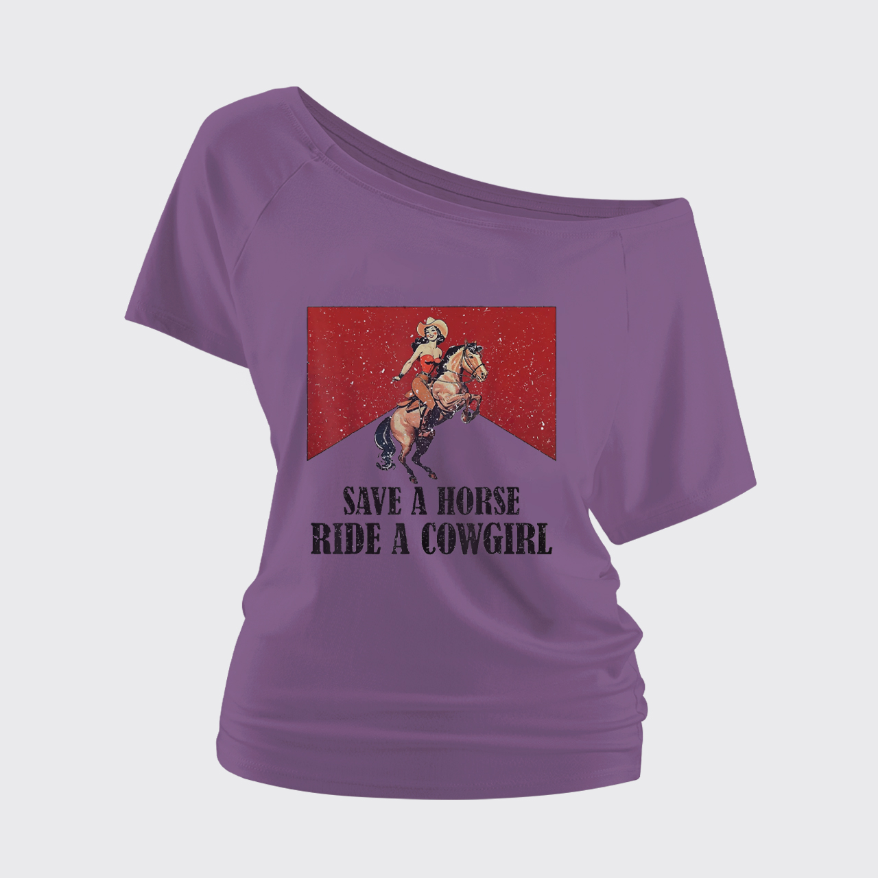 Save A Horse Ride A Cowgirl Off Shoulder Top