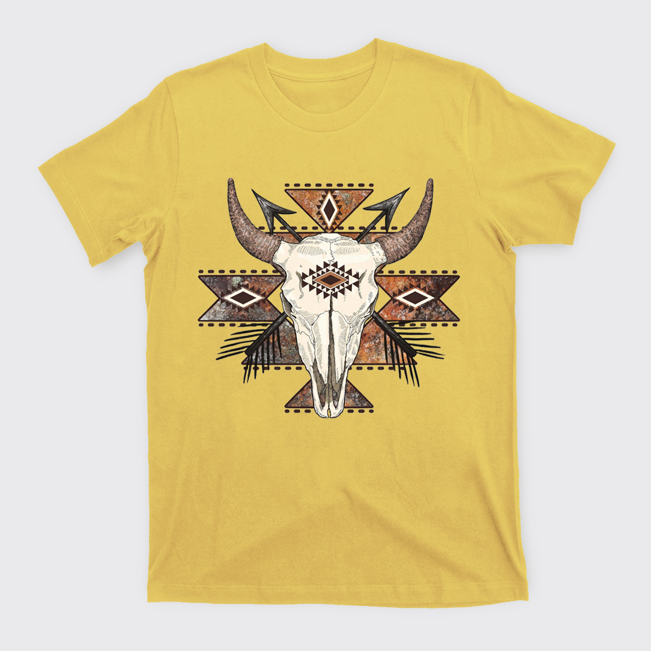 Rustic Aztec Cow Skull T-Shirts