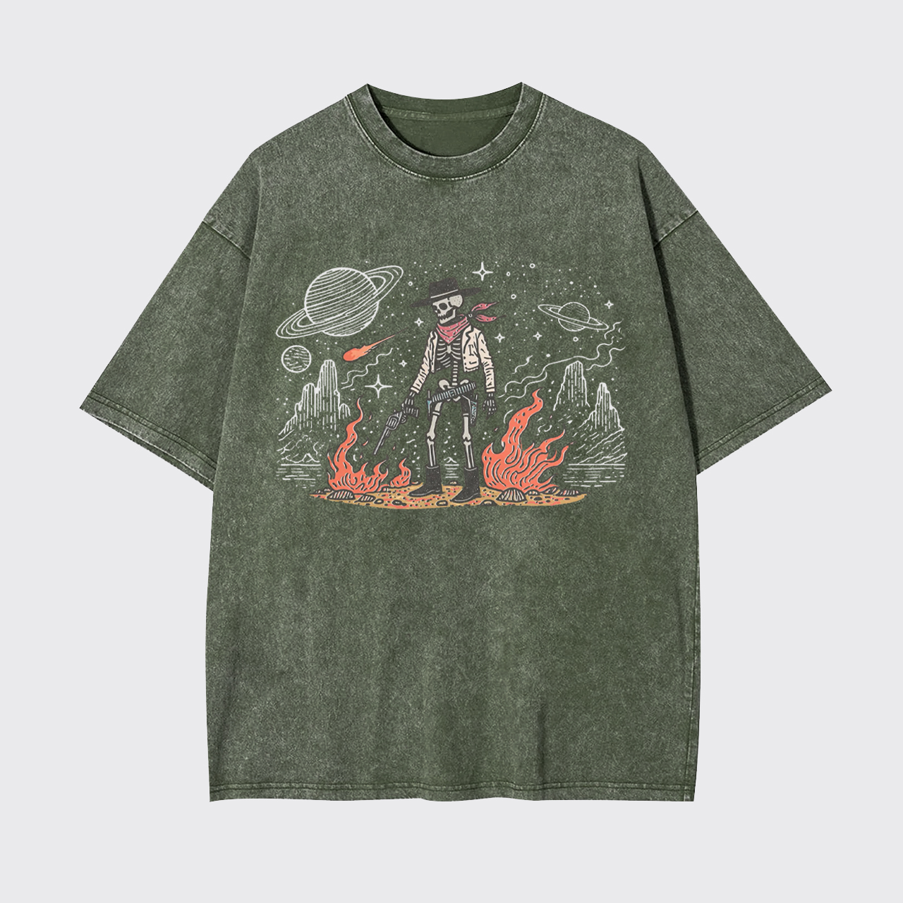 Cowboy Skeleton in Space Garment-dye Tees