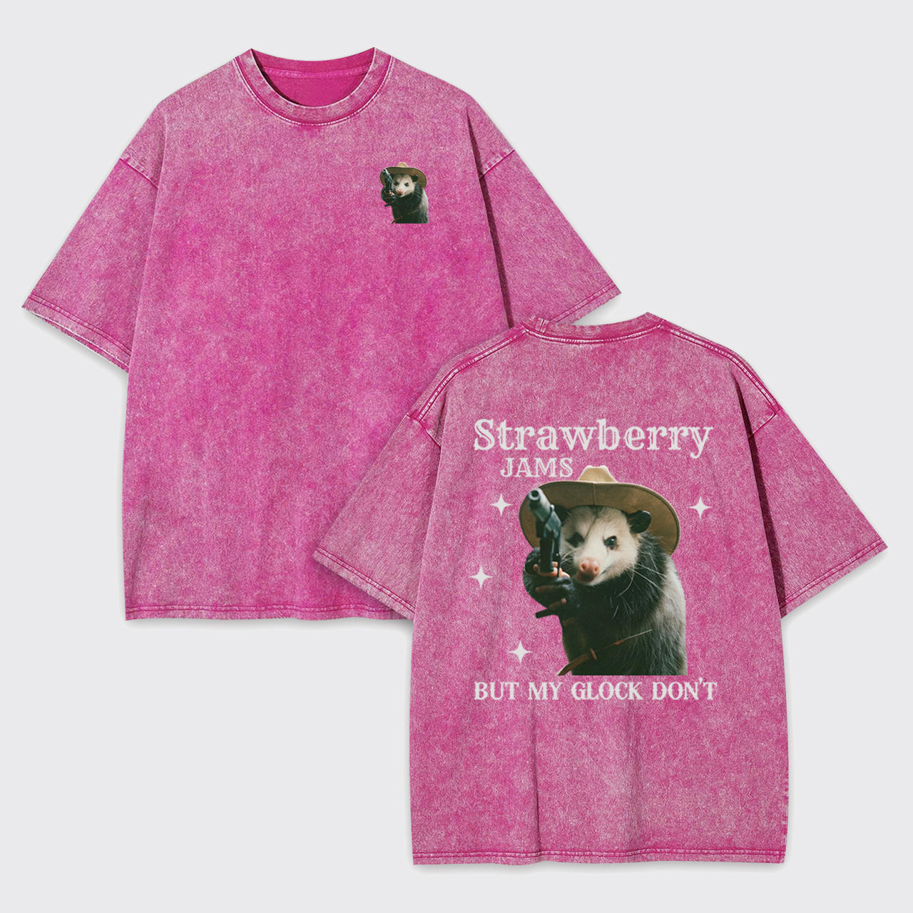 Cowboy Possum-Strawberry Jams But My Glock Don't Garment-dye Tees