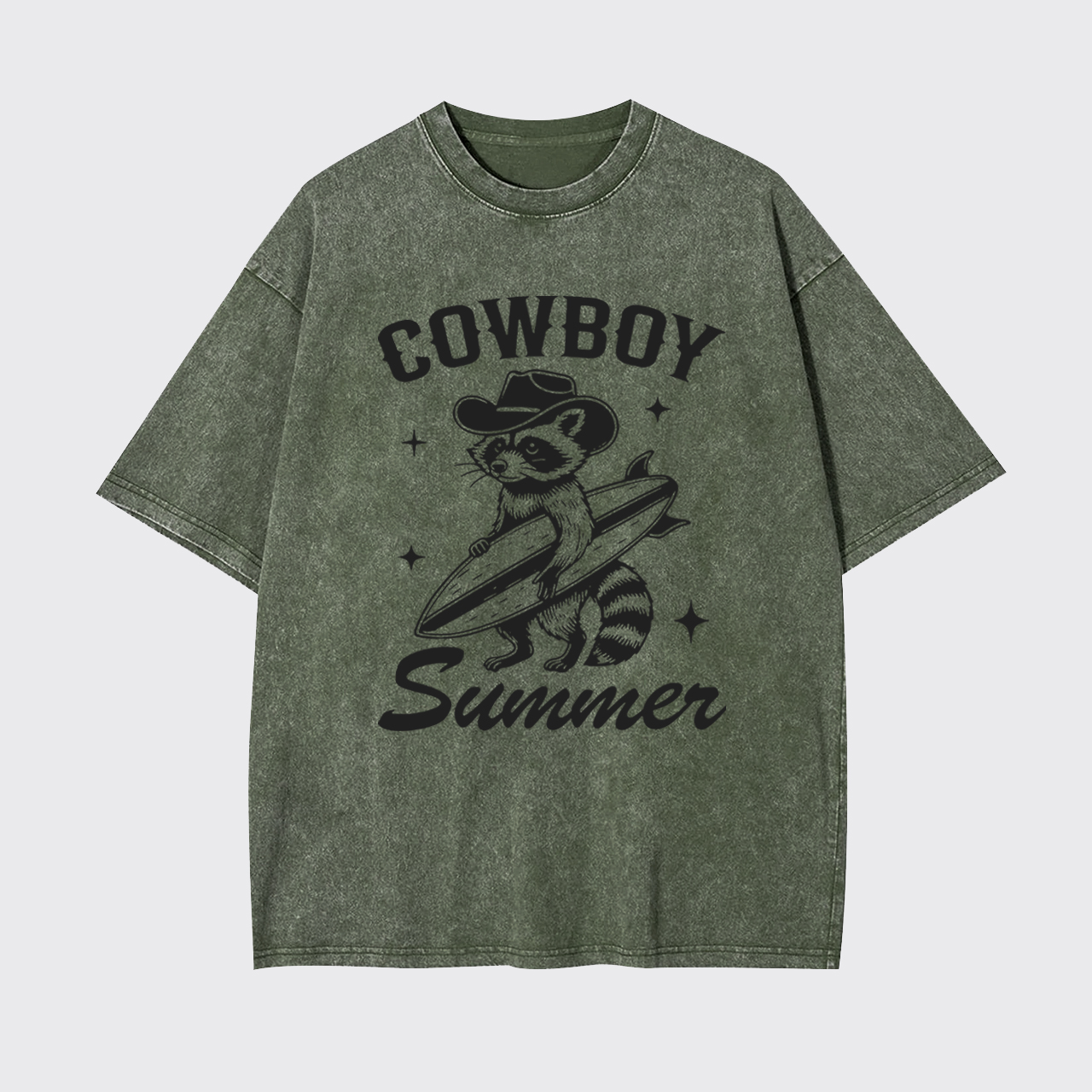 Cowboy Raccoon Summer Garment-dye Tees