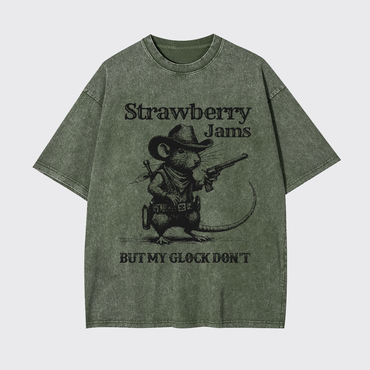 Sarcastic Rat-Strawberry Jams But My Glock Don't Garment-dye Tees