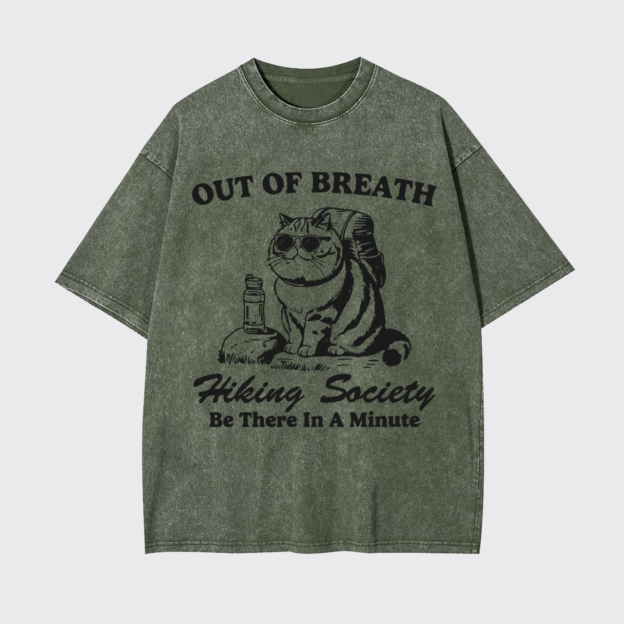 Out of Breath Hiking Cat Garment-dye Tees