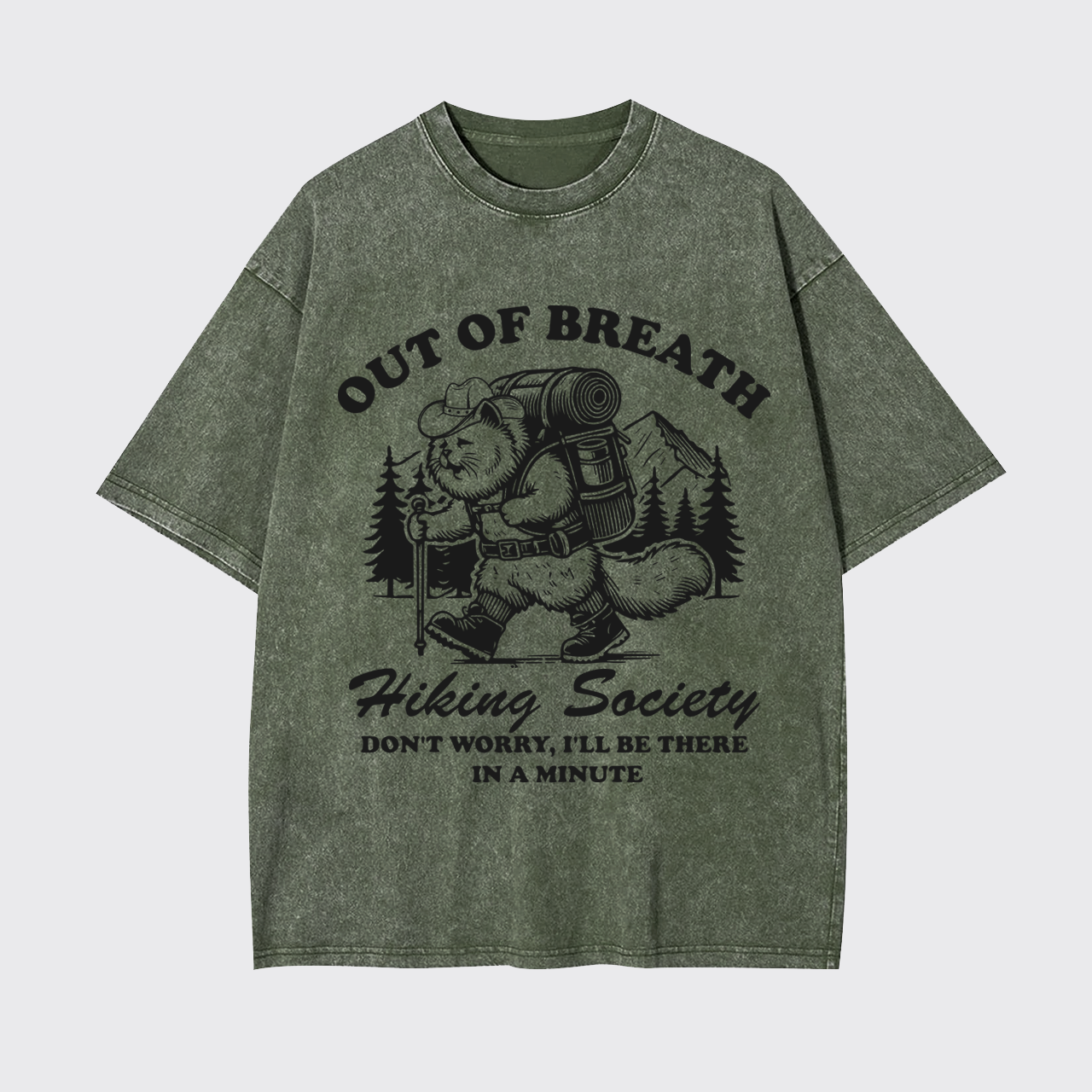 Mountain Hiking Adventurous Cat Garment-dye Tees