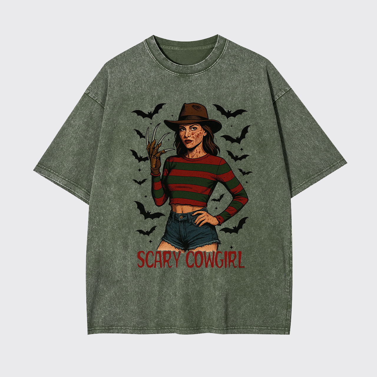 Scary Cowgirl Halloween Horror Garment-dye Tees