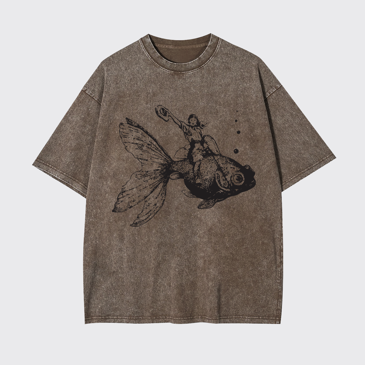 Goldfish-Riding Cowgirl Garment-dye Tees