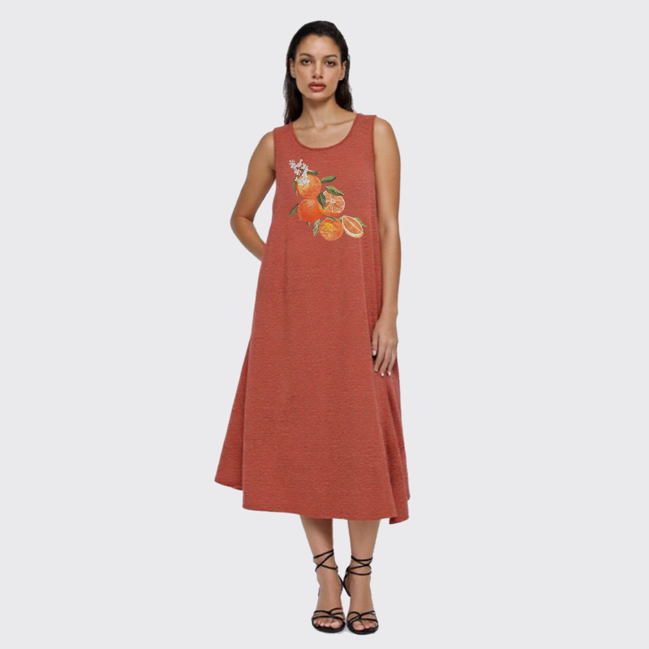 Vintage Orange Slit Tank Dress