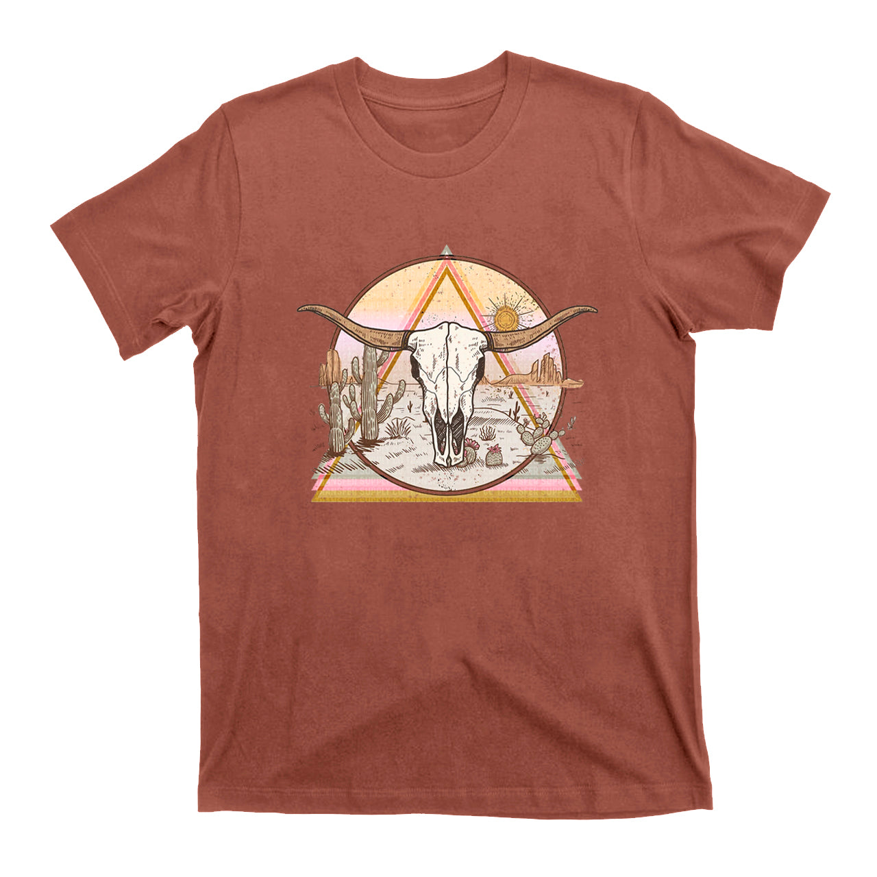Mysterious Triangular Cow Skull Desert T-Shirts