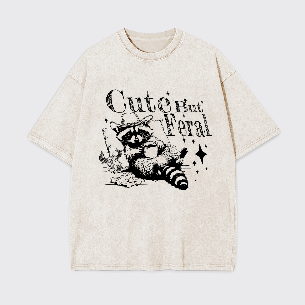 Cute But Feral Raccoon Garment-dye Tees