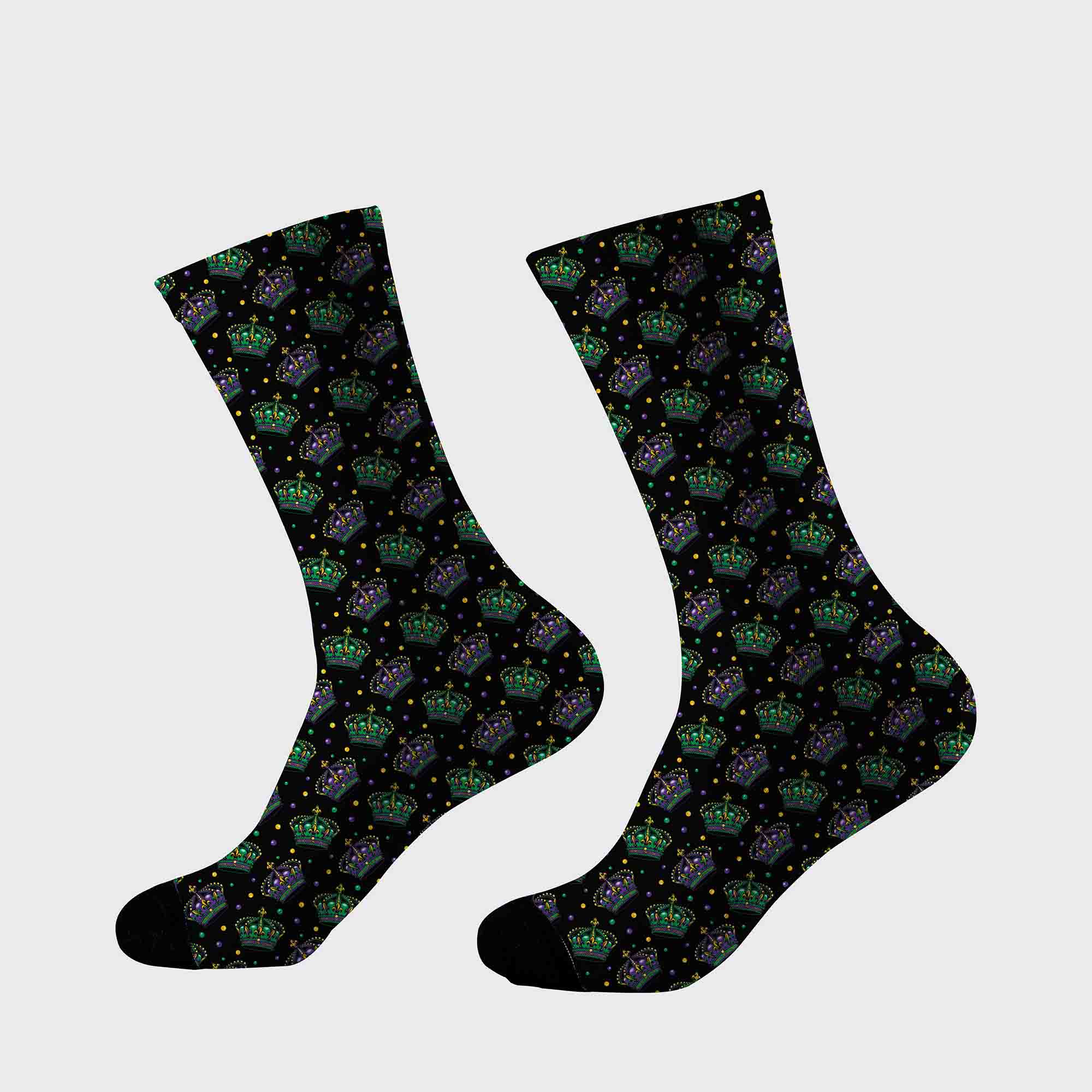 Mardi Gras Crown Pattern Printed Cotton Socks