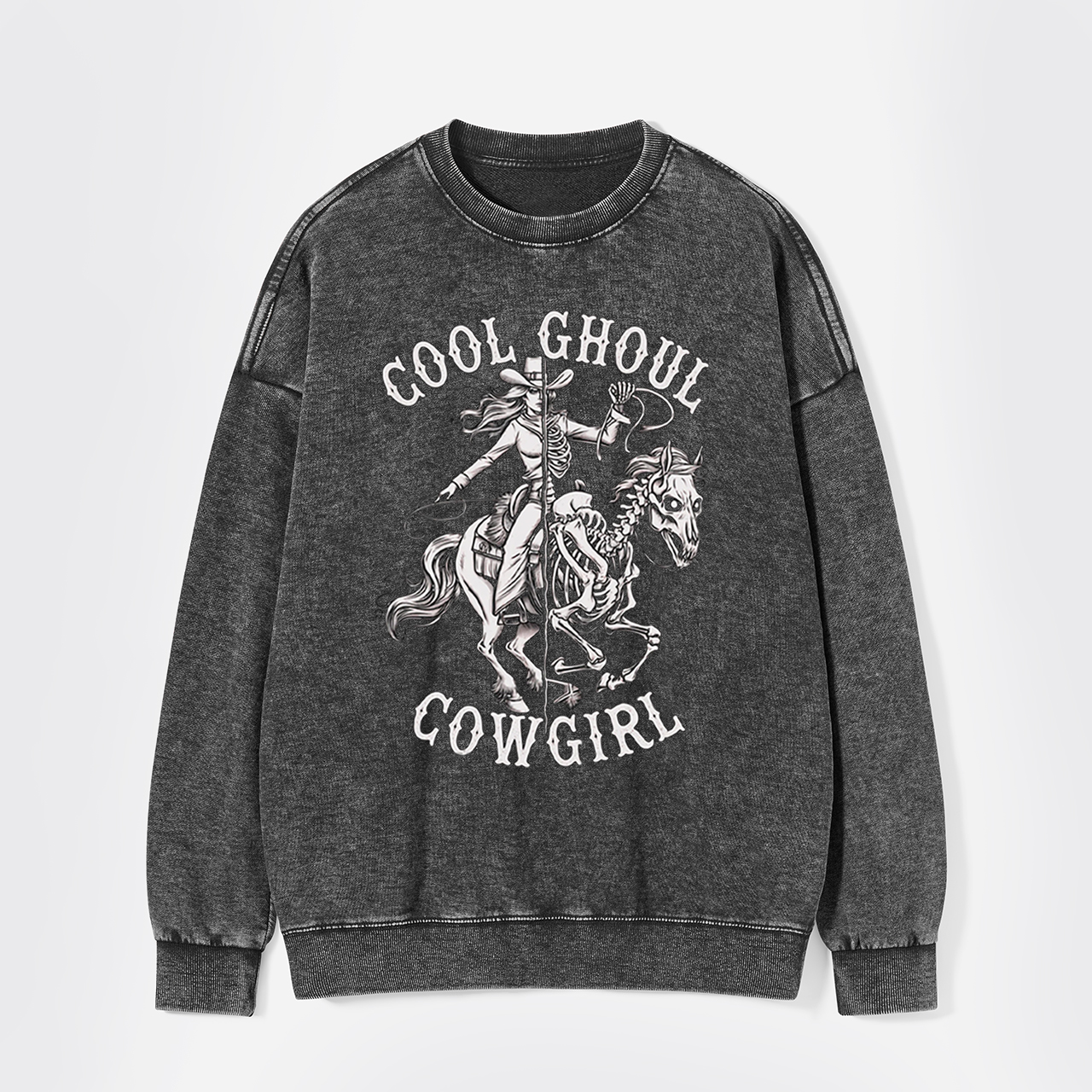 Halloween Cool Ghoul Cowgirl Washed Sweatshirts