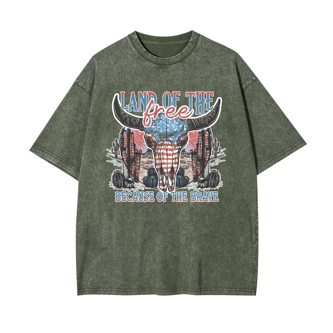 4th Of July And Cow Skull Garment-dye Tees