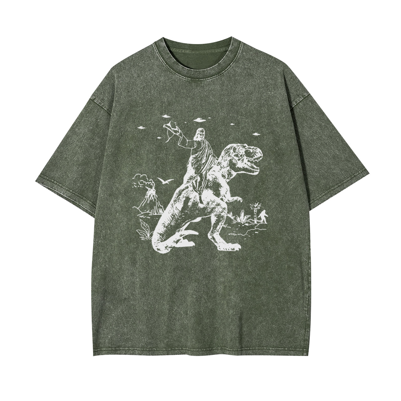 Jesus Riding Dinosaur Garment-dye Tees