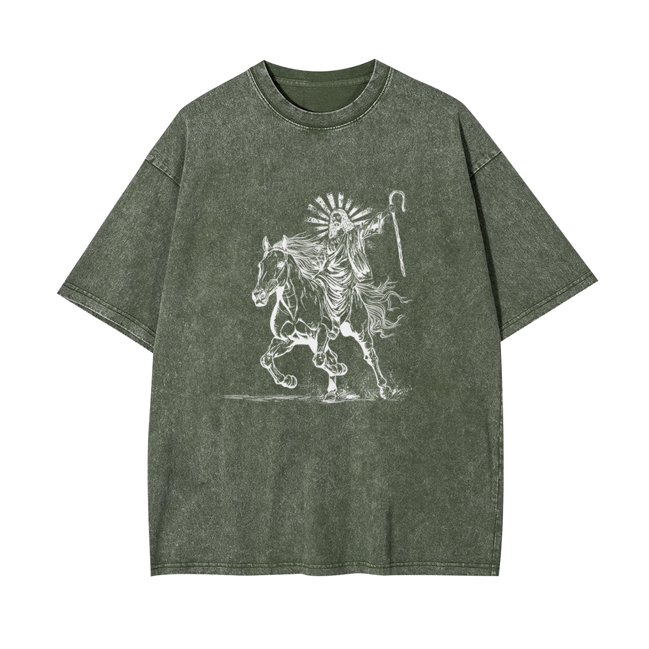 Jesus Riding Horse Garment-dye Tees