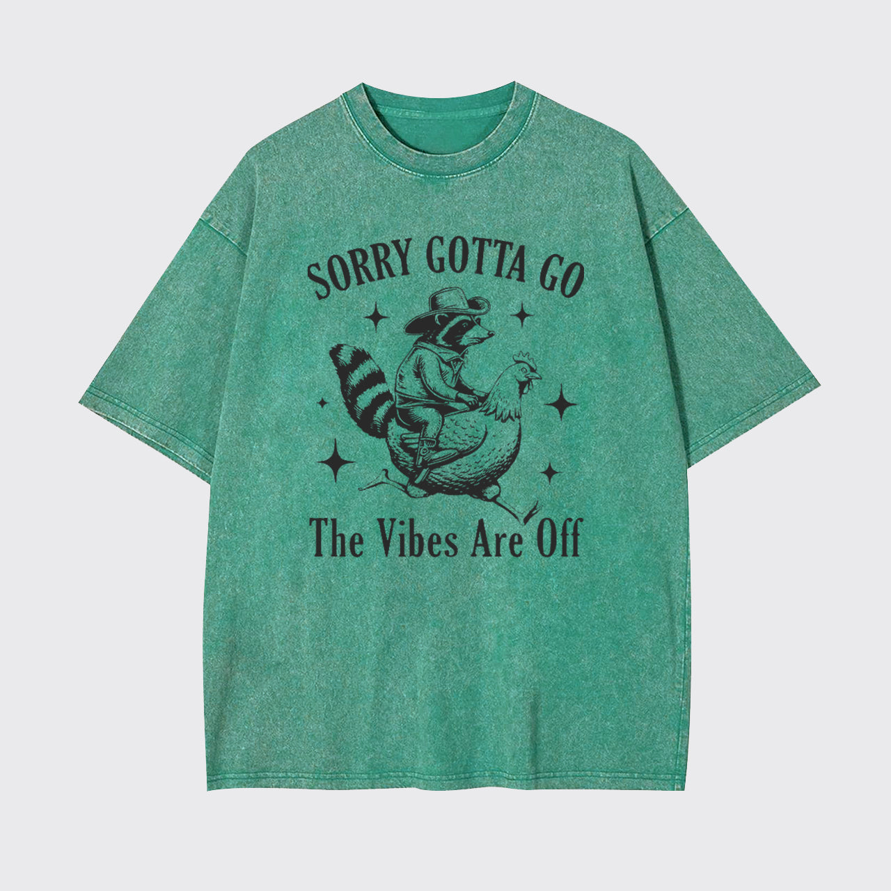 Cowboy Raccon Riding A Chicken Garment-dye Tees