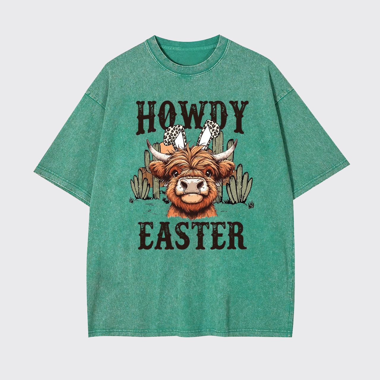 Cute Highland Cow Easter Garment-dye Tees