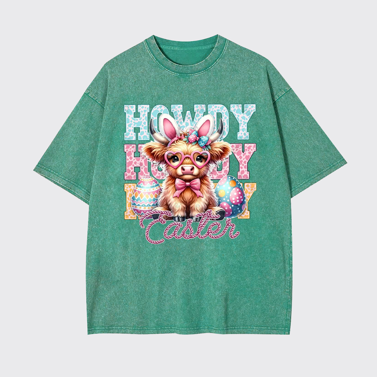 Howdy Easter Cute Highland Cow Garment-dye Tees