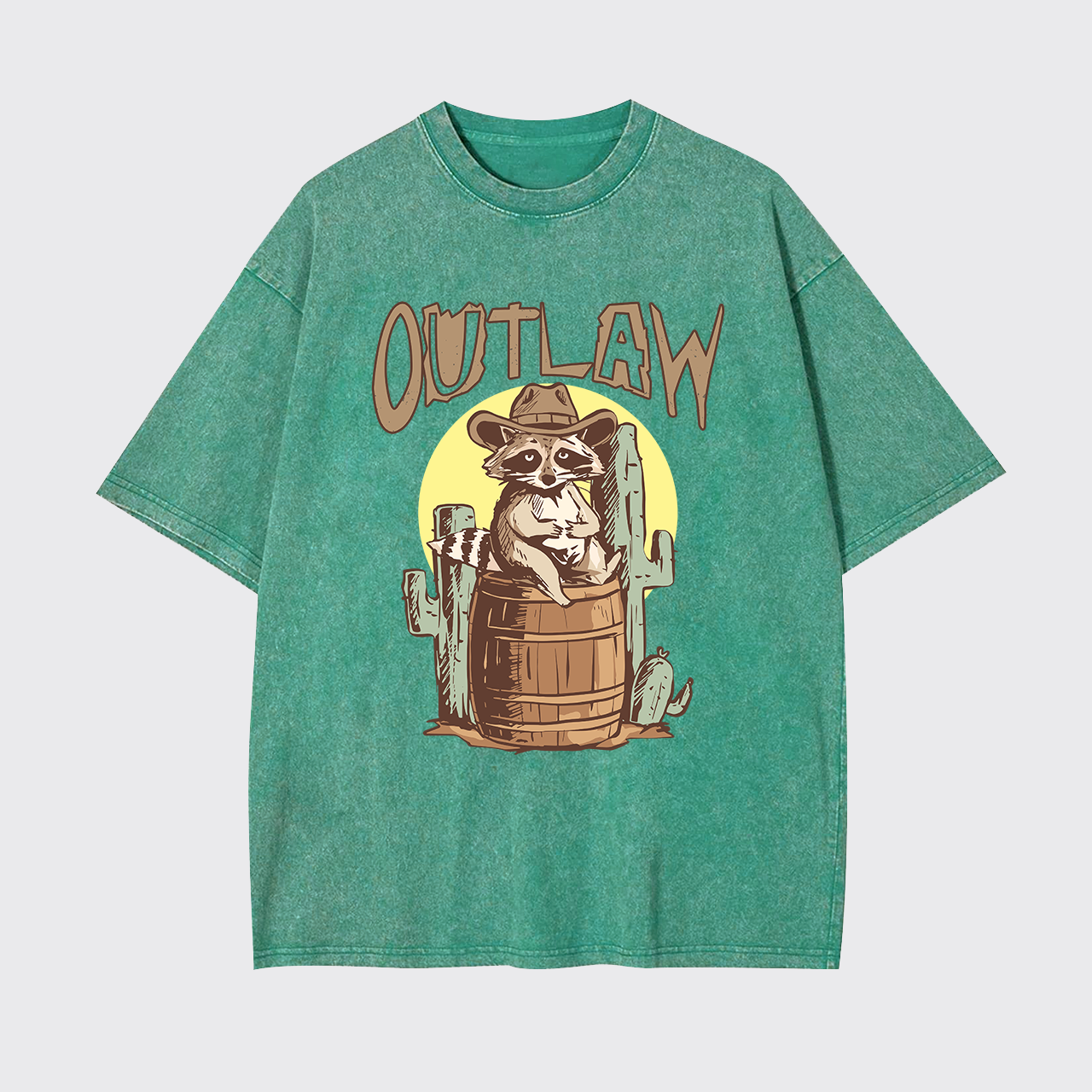 Retro Outlaw Raccoon Cowboy Garment-dye Tees