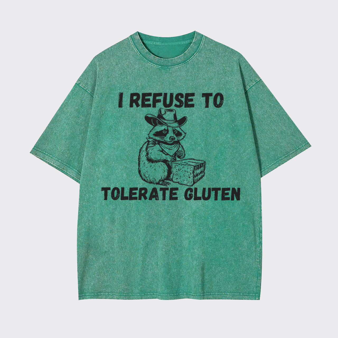 Raccoon Refuse To Tolerate Gluten Garment-dye Tees