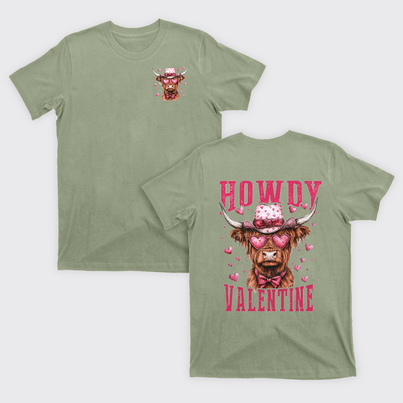 Valentine Highland Cow T-Shirts