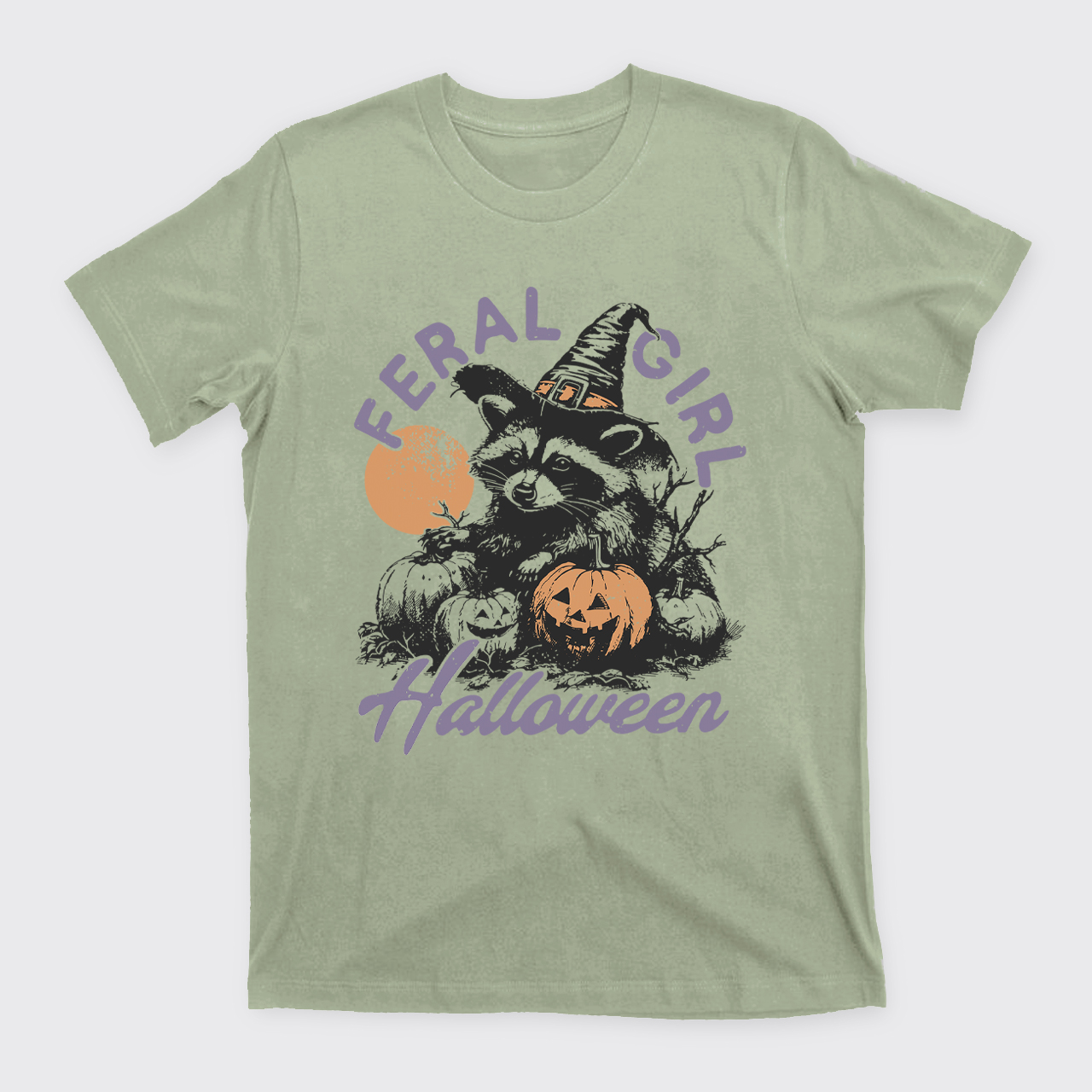 Halloween Feral Girl Raccoon T-Shirts