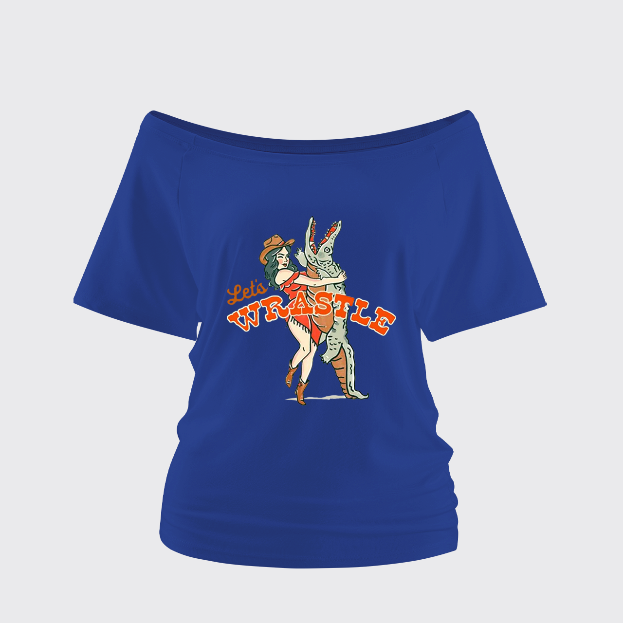 Let's Wrastle Cowgirl Power Off Shoulder Top