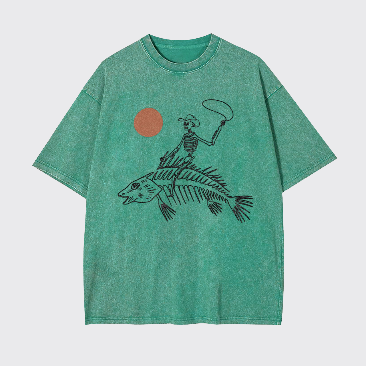 Ride the Waves Skeleton Cowboy Garment-dye Tees
