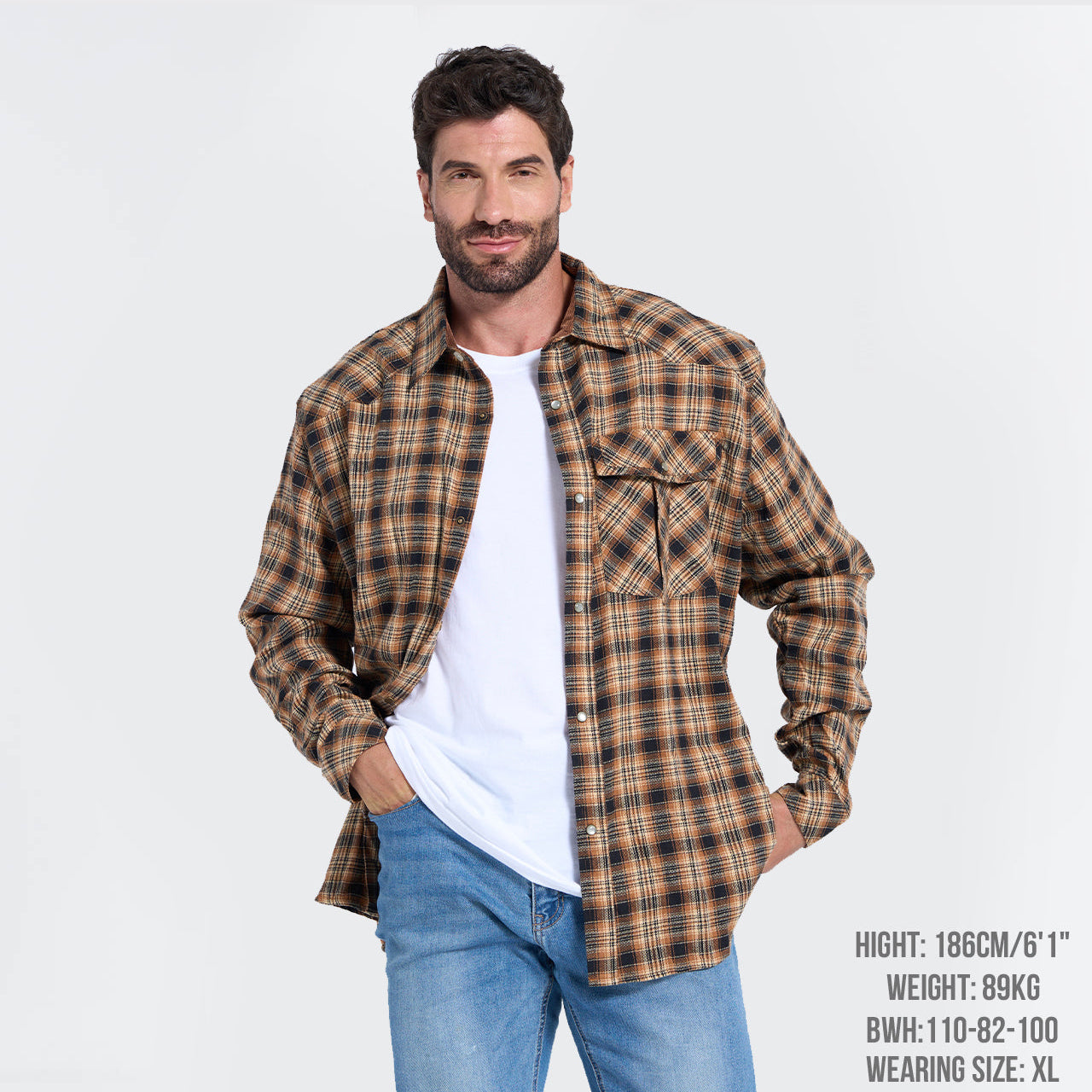 Western Cowboy Flannel Plaid Shirt