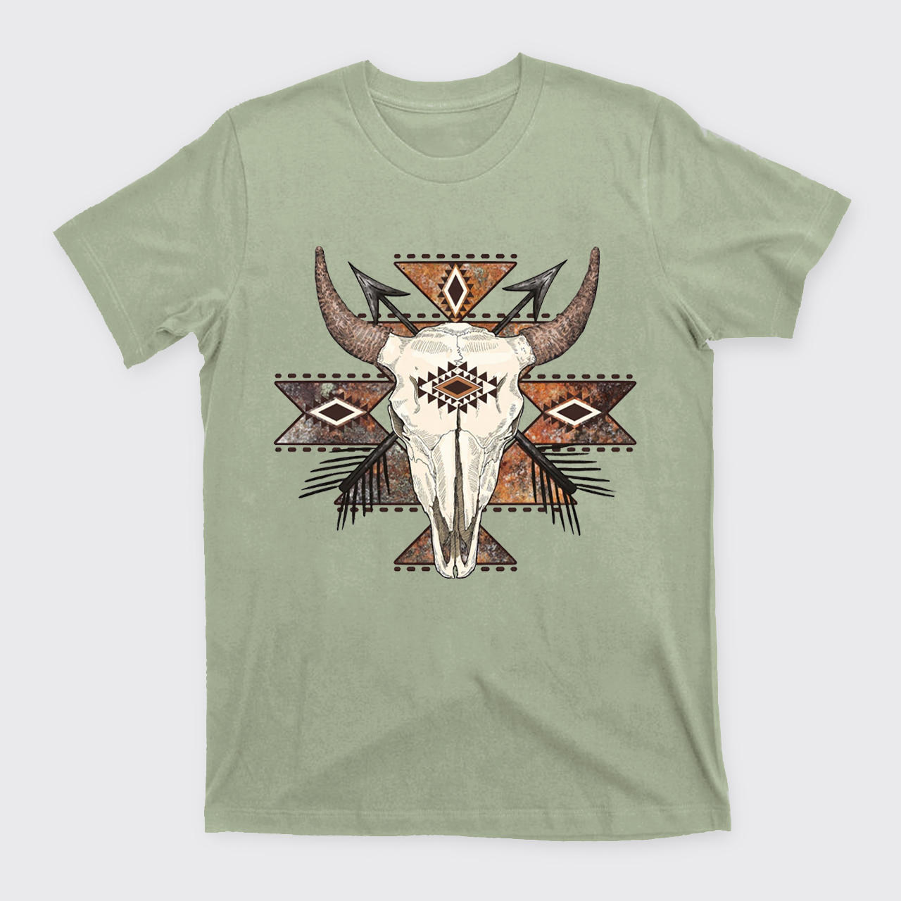Rustic Aztec Cow Skull T-Shirts