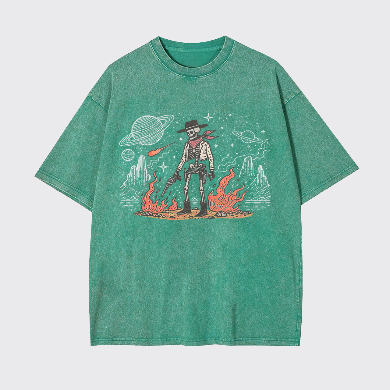 Cowboy Skeleton in Space Garment-dye Tees