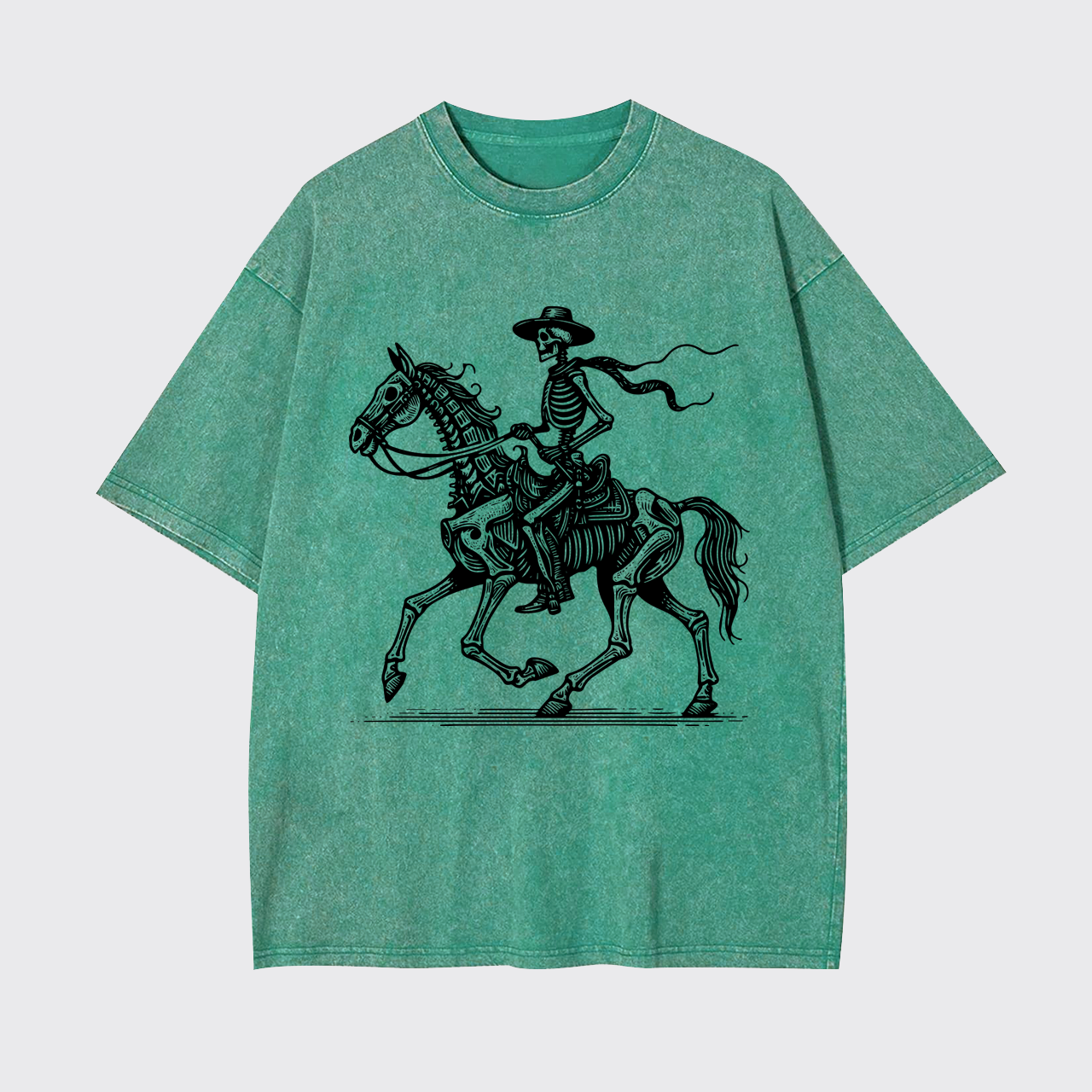 Classic Skeleton Cowboy on Horseback Garment-dye Tees