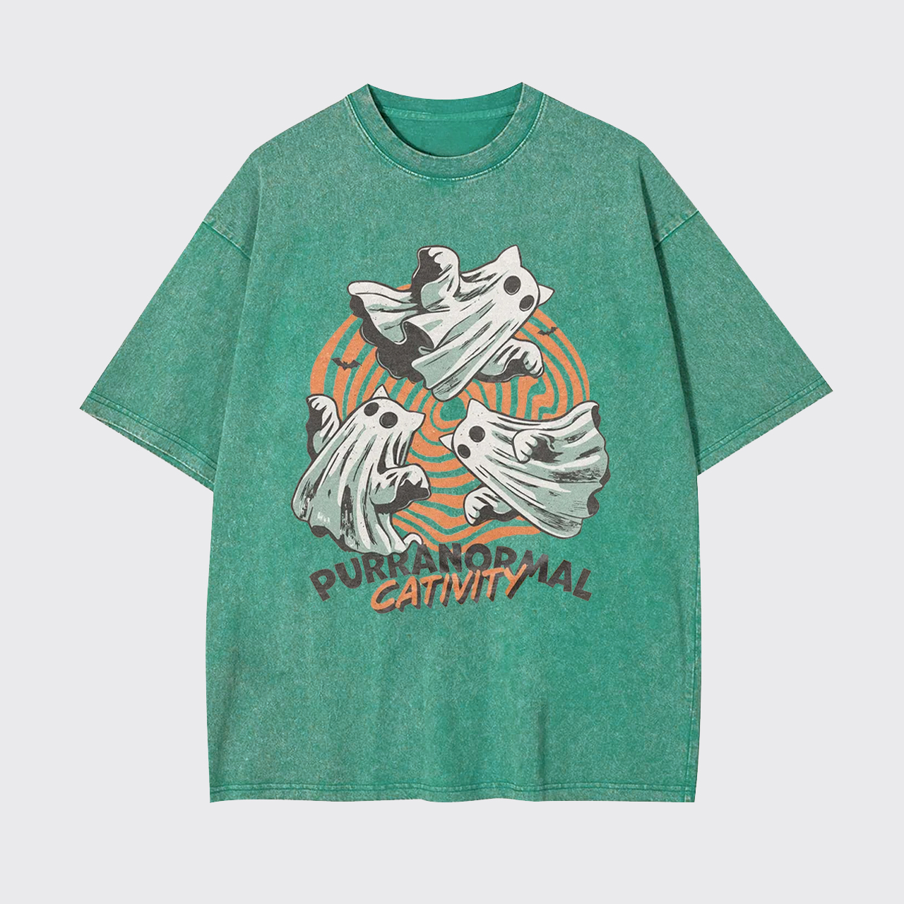 Halloween Ghost Cat Garment-dye Tees