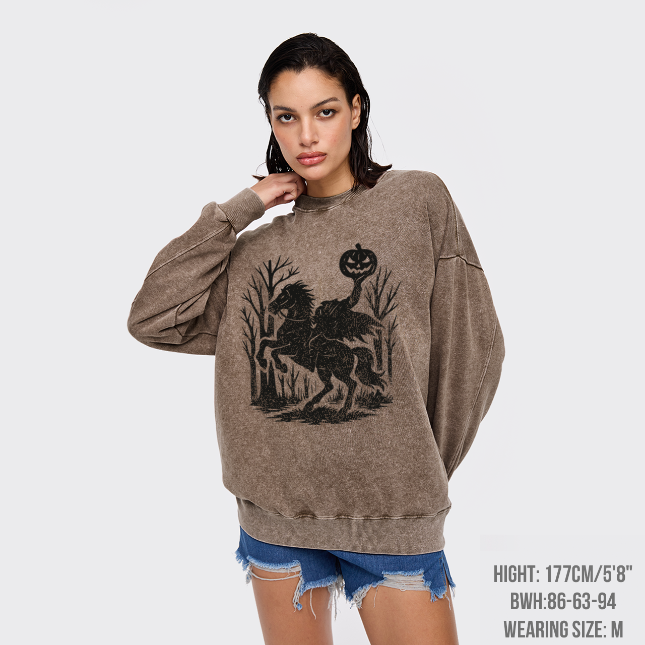 Halloween Scary Headless Horseman Washed Sweatshirts