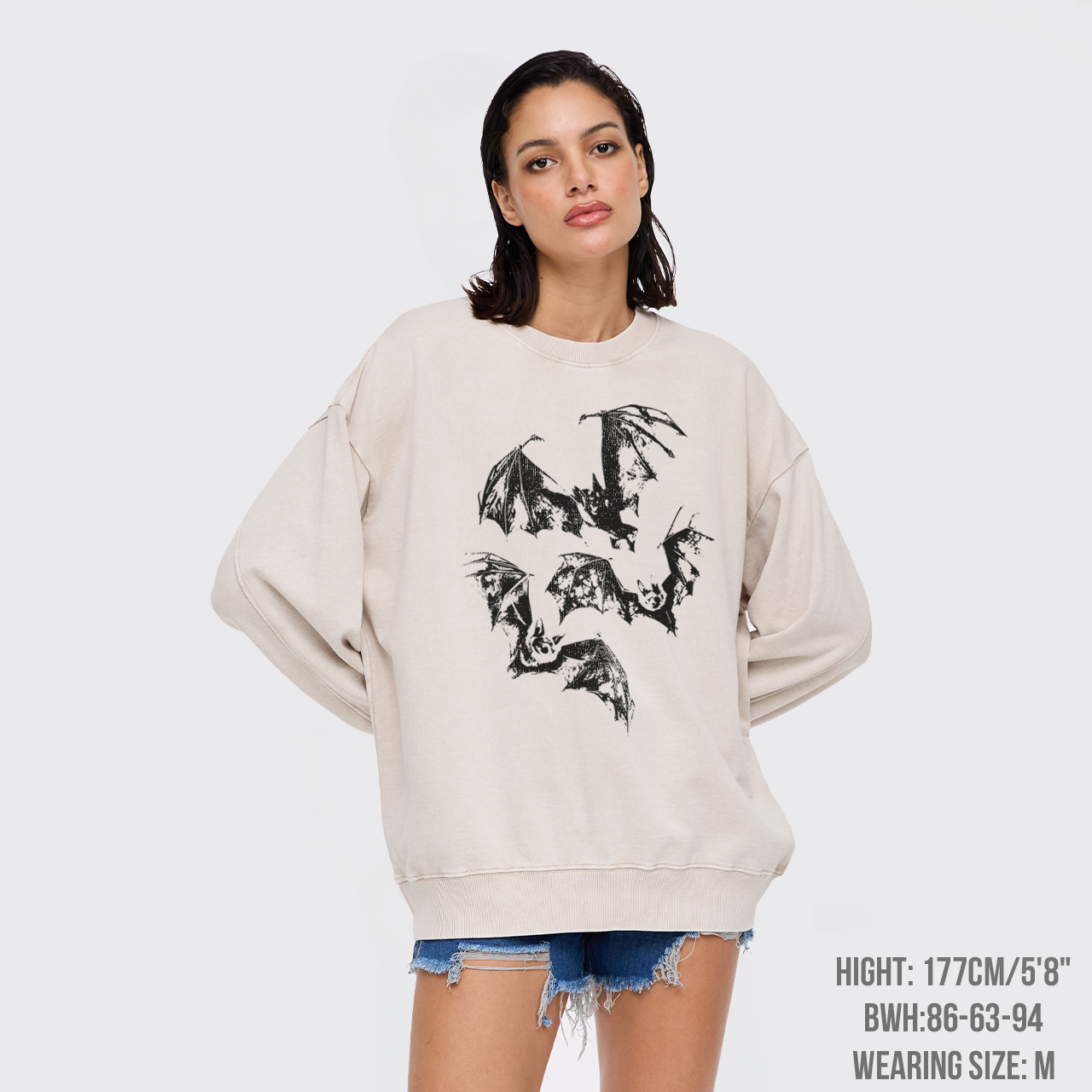 Halloween Three Bats Washed Sweatshirts