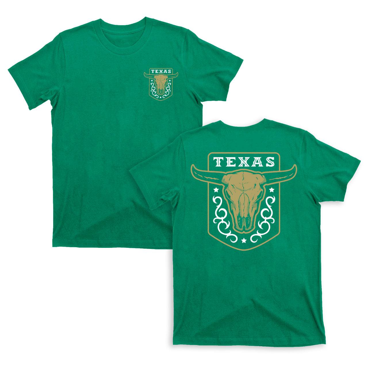 Texas Vintage Emblem With Bull Skull On a Dark T-Shirt