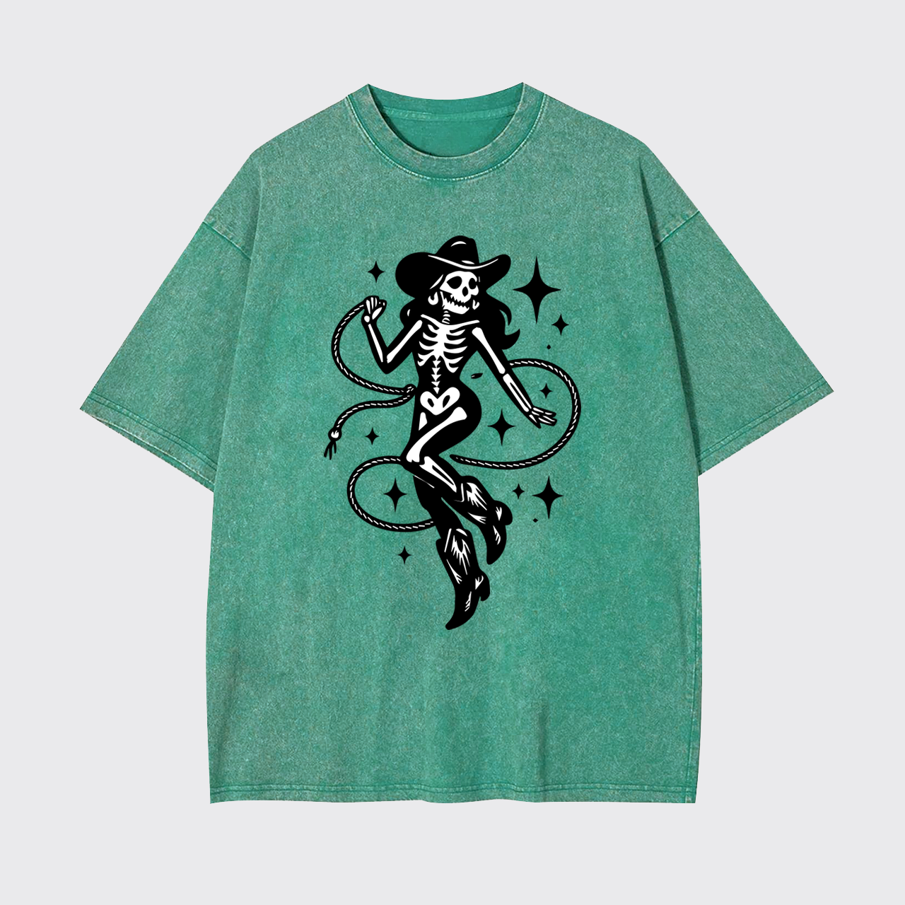 Halloween Skeleton Cowgirl Garment-dye Tees