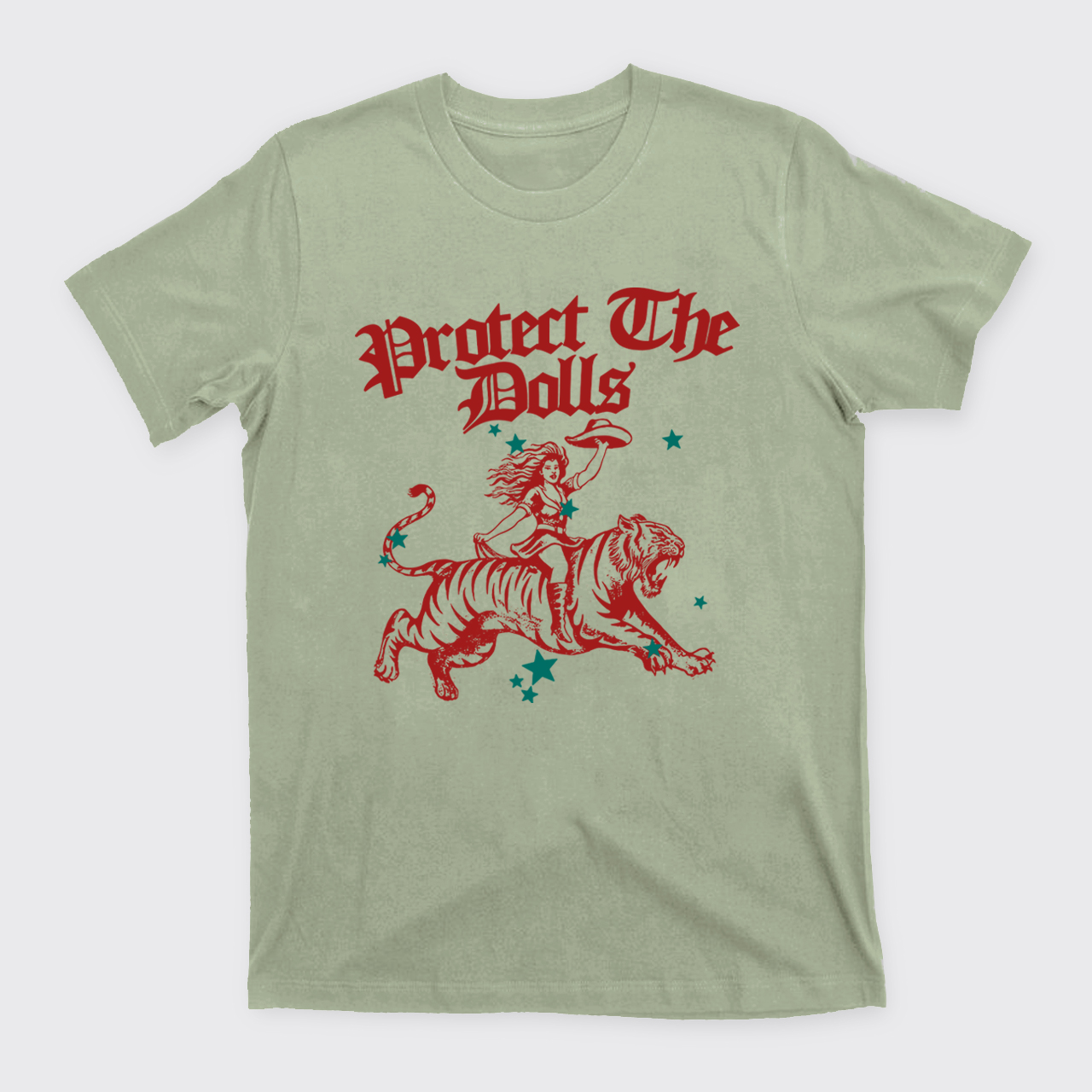Vintage Cowgirl Riding Tiger T-Shirts