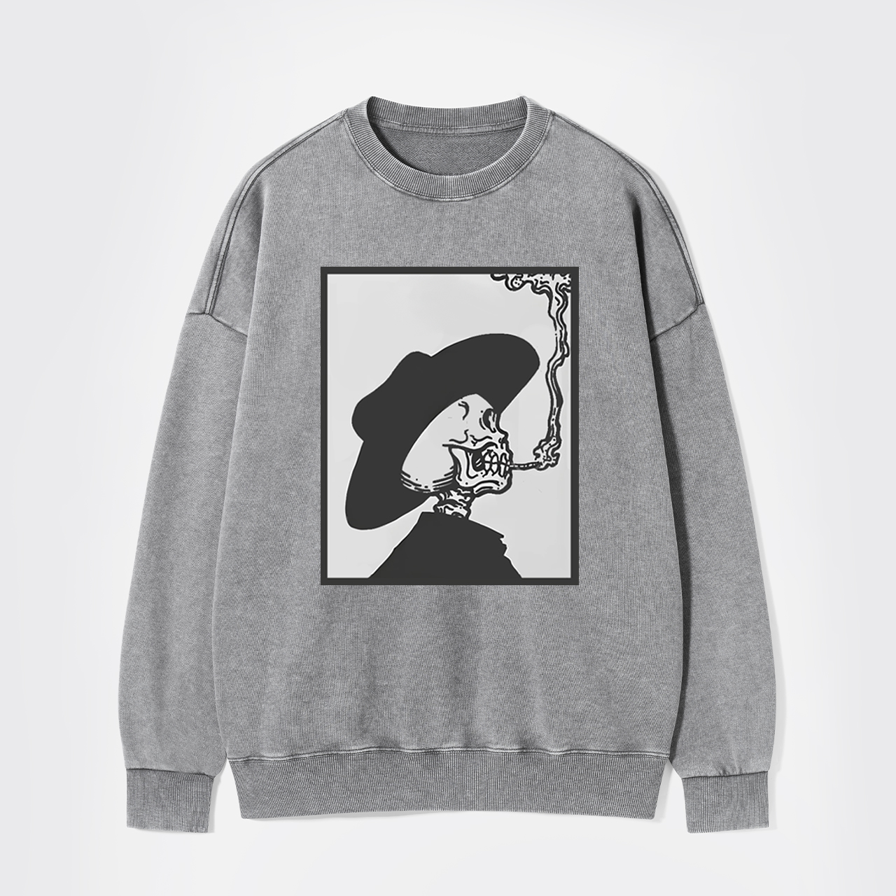 Smoking Cowboy Skeleton Washed Sweatshirts