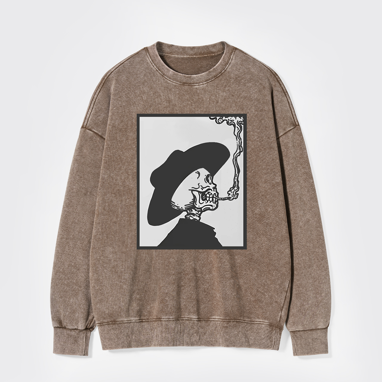 Smoking Cowboy Skeleton Washed Sweatshirts