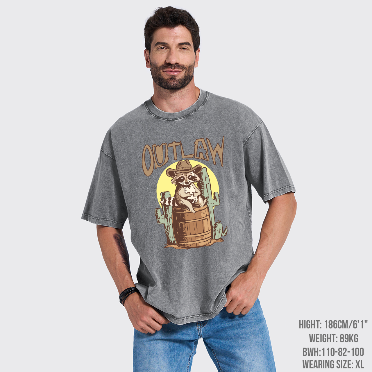 Retro Outlaw Raccoon Cowboy Garment-dye Tees