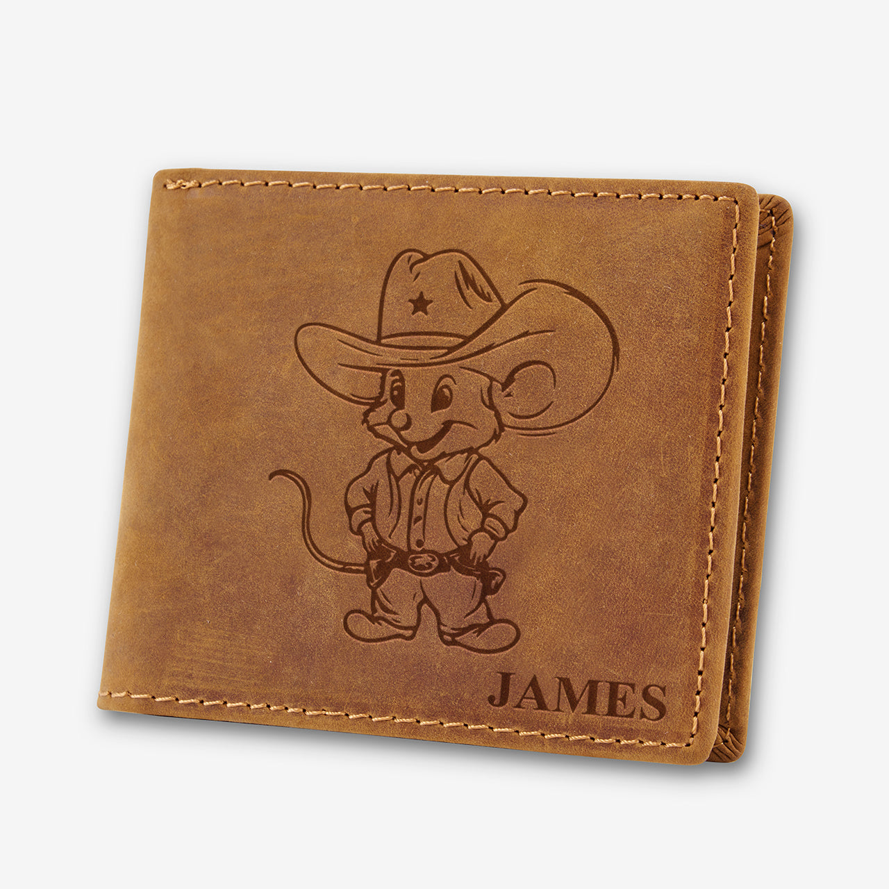 Personalized Vintage Leather Wallet_Mouse