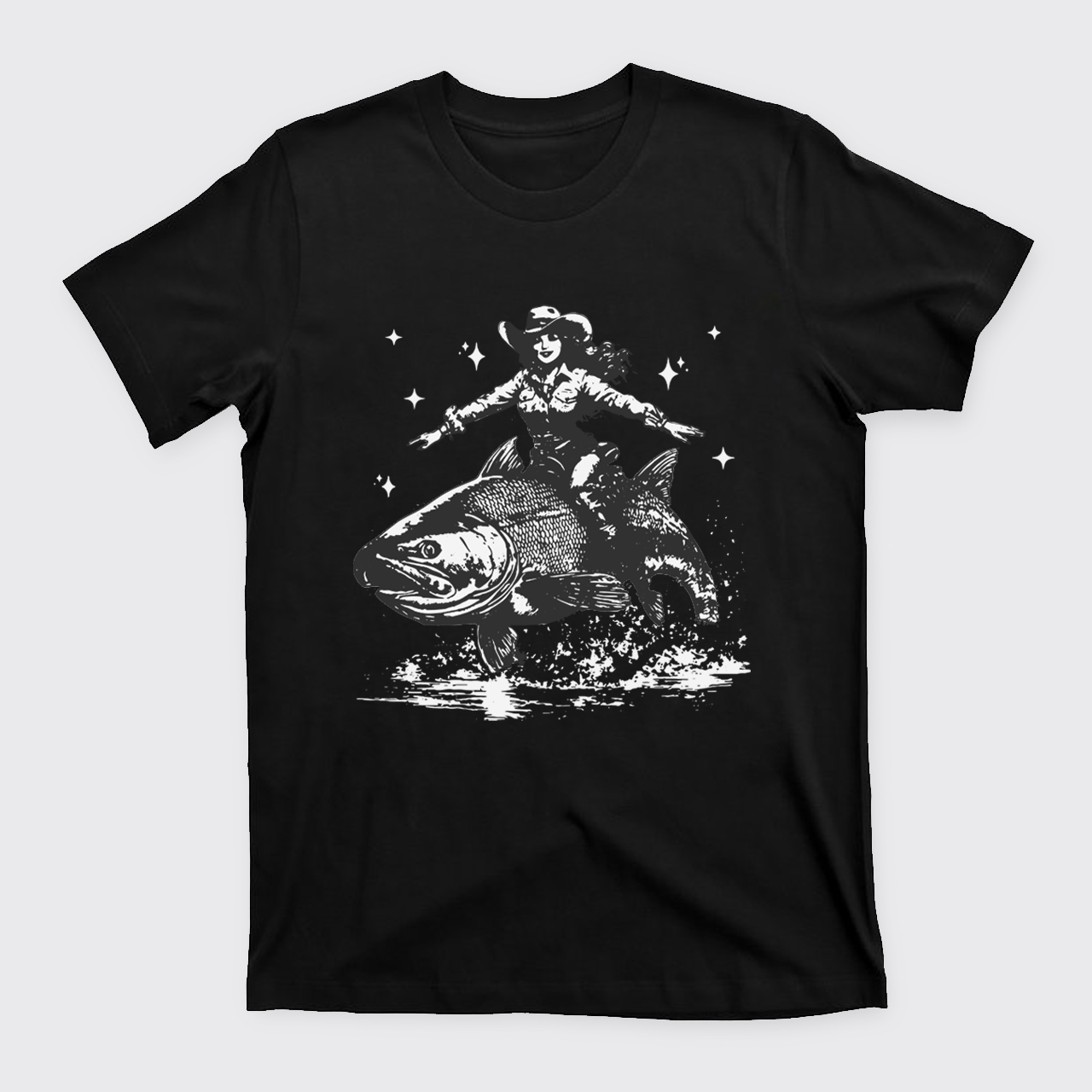 Cowgirl Riding A Fish T-Shirts