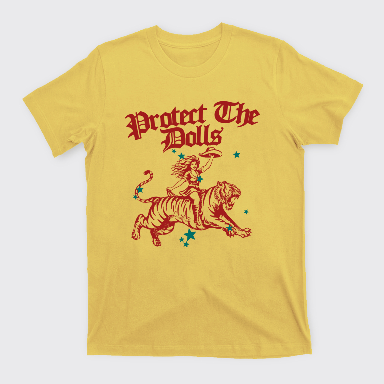 Vintage Cowgirl Riding Tiger T-Shirts