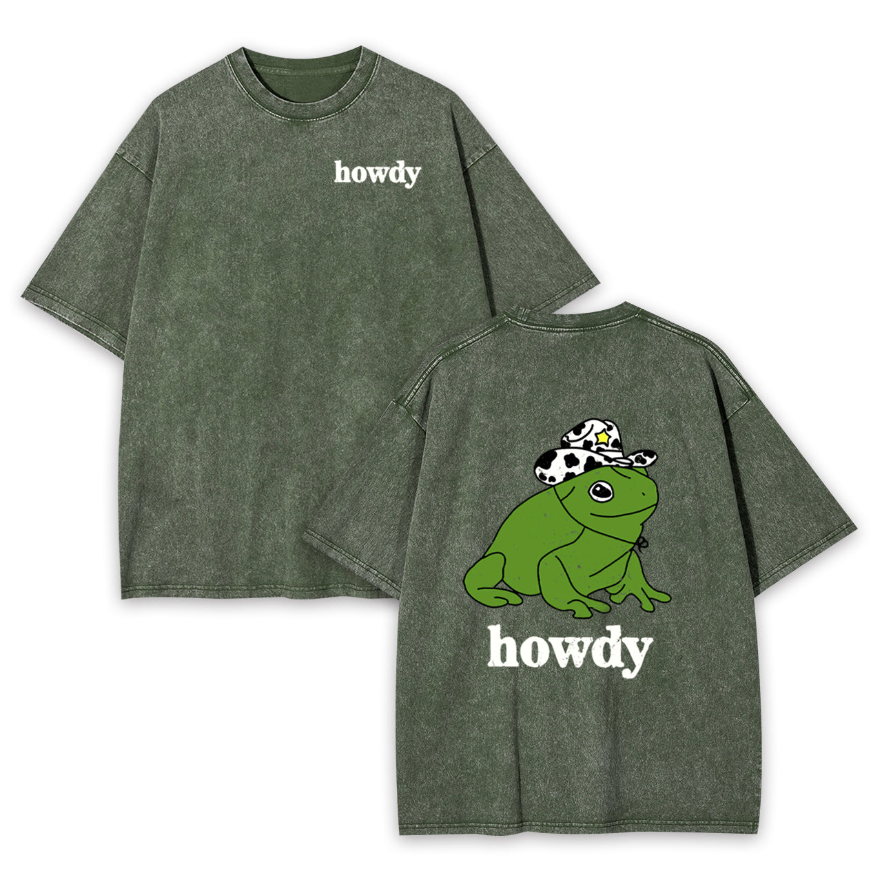 Howdy Cute Frog Garment-dye Tees