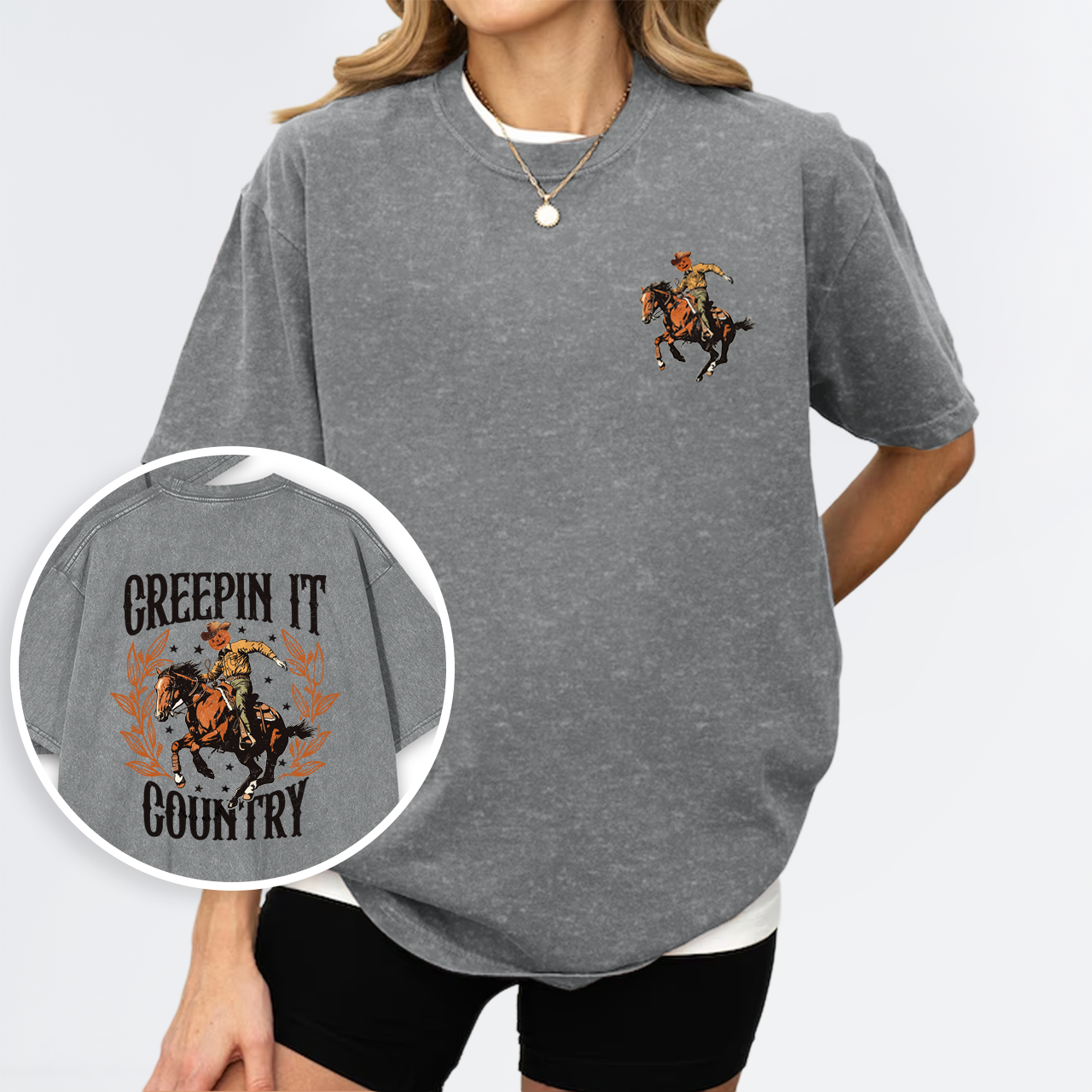 Creepin It Country Western Halloween Garment-dye Tees
